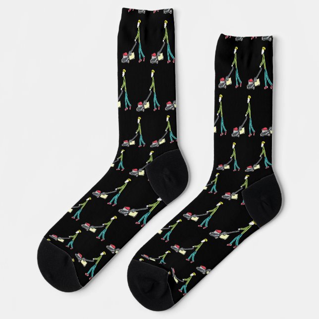 Lawn Mowing Stickman Socks (Left)