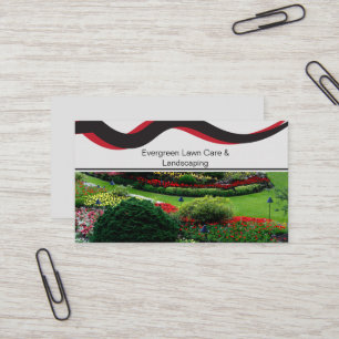 Lawn Photo Red & Black Landscaping Business Card