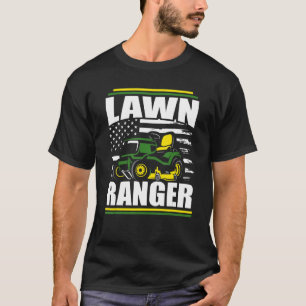 Lawn Ranger  Lawn Mower Dad American Flag Fathers  T-Shirt