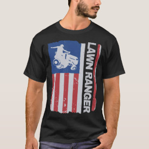 Lawn Ranger Lawnmower American Flag Gardener USA L T-Shirt
