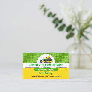 Lawn Service Business Card with zero turn mower