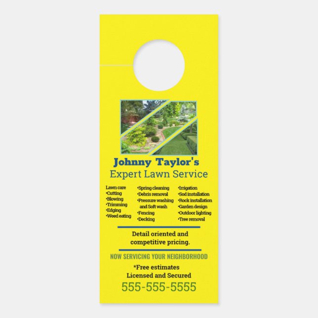 Lawn Service Door Hanger with photo (Front)