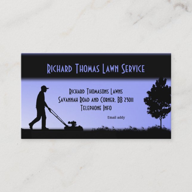 Lawn Service Landscape Sky Blue Business Card (Front)