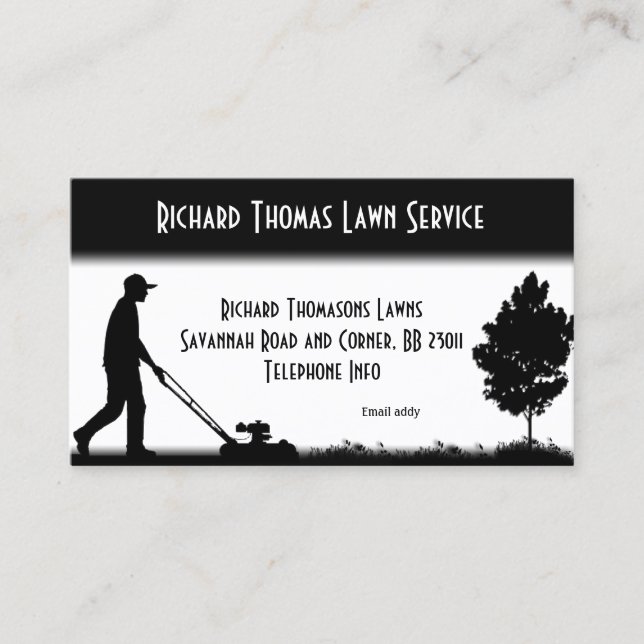Lawn Service Landscape  White Business Card (Front)