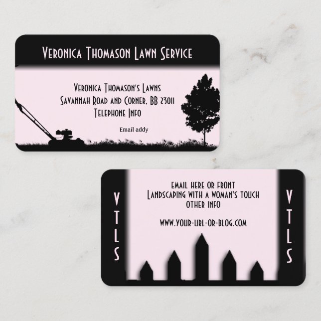 Lawn Service Landscape with a Woman's Touch Business Card (Front/Back)