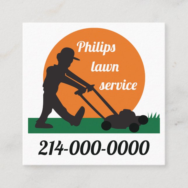 Lawn Service Square Business Card (Front)