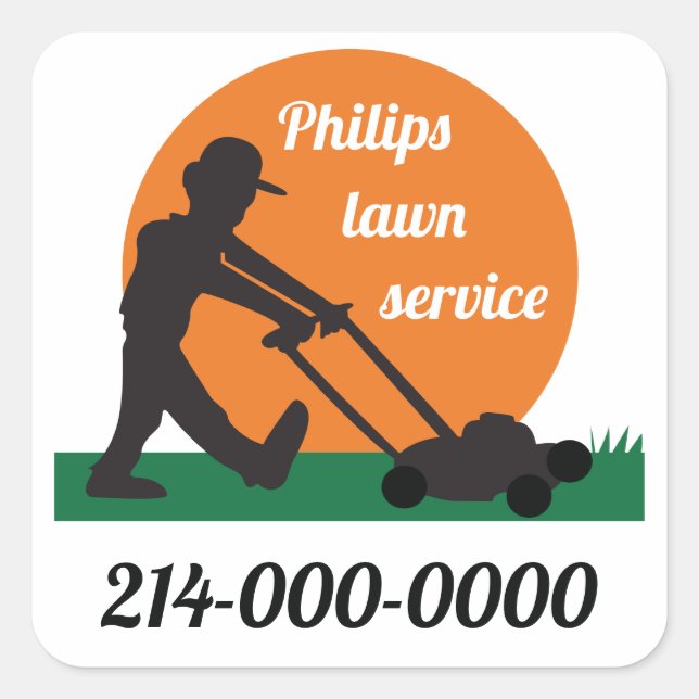 Lawn Service Square Sticker (Front)