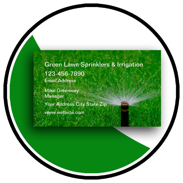 Lawn Sprinkler And Irrigation Services Business Card (Creator Uploaded)
