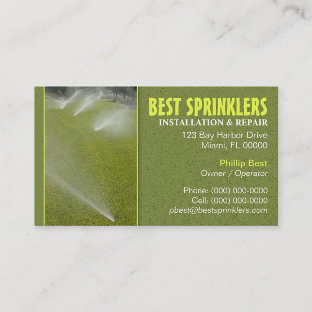 Lawn Sprinkler Business Card (Front)