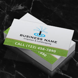 Lawn Sprinkler Irrigation System Landscaping Business Card