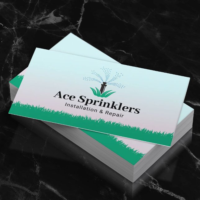 Lawn Sprinkler System Elegant Pastel Business Card (Creator Uploaded)