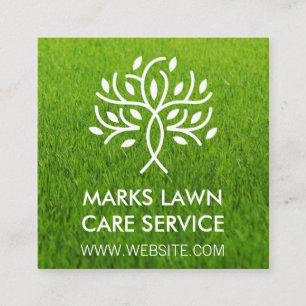 Lawn Stylised Tree Logo Square Business Card