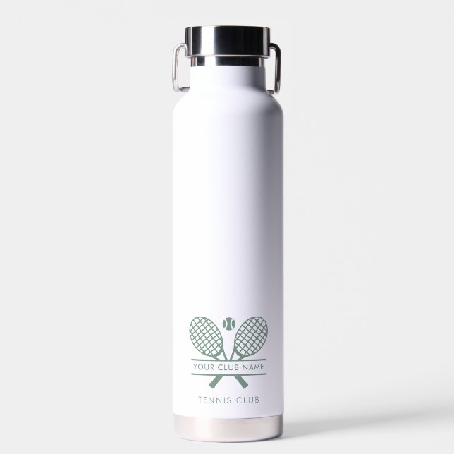 Lawn Tennis Club Name Rackets Motif Team Custom Water Bottle (Front)