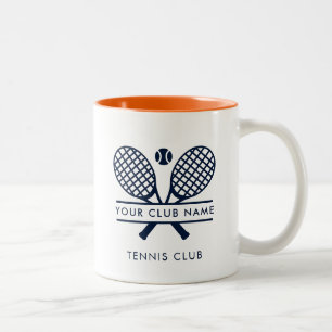 Lawn Tennis Country Club Name Navy Blue Motif Two-Tone Coffee Mug