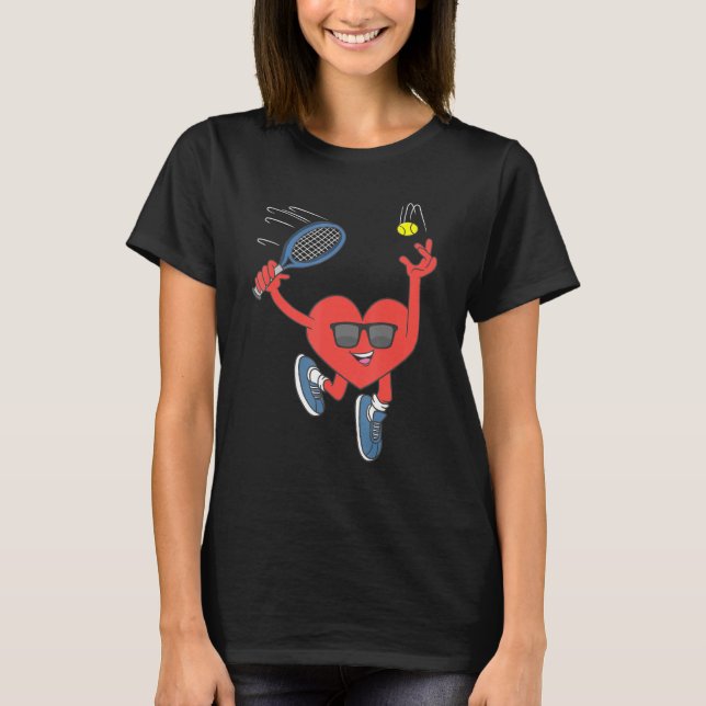 Lawn Tennis Happy Valentines Day Heart Love Marrie T-Shirt (Front)