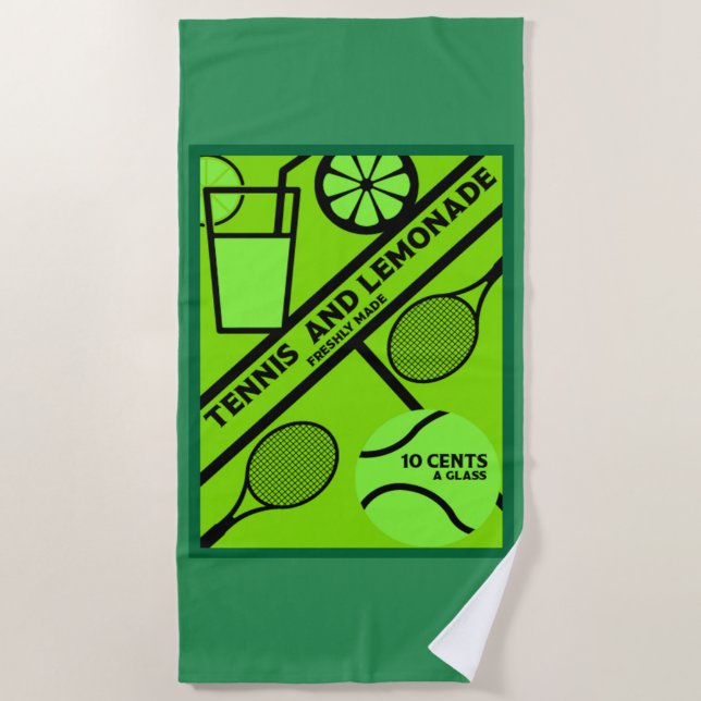 Lawn Tennis Player Graphic Art    Beach Towel (Front)