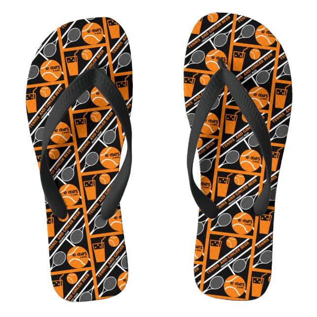 Lawn Tennis Player Graphic Art       Flip Flops (Footbed)