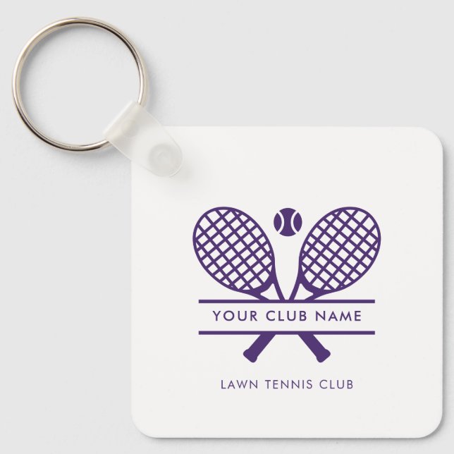 Lawn Tennis Team Purple Any Colour Custom Players Key Ring (Front)