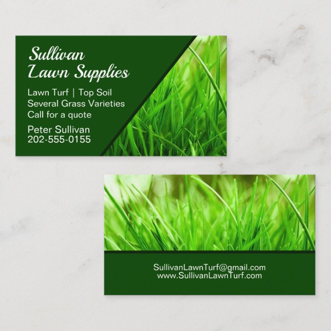 Lawn Turf Grass Top Soil Supplier Business Card (Front/Back)