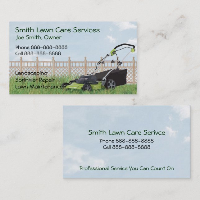 Lawn Yard Maintenance Servies Business Card (Front/Back)