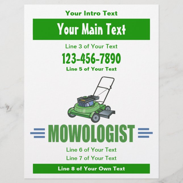 Lawn Yard Mowing, Mow Lawns, Landscaping Lawn Care Flyer (Front)