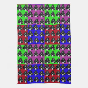 Lawnbowls Colourful Patchwork Pattern, Tea Towel