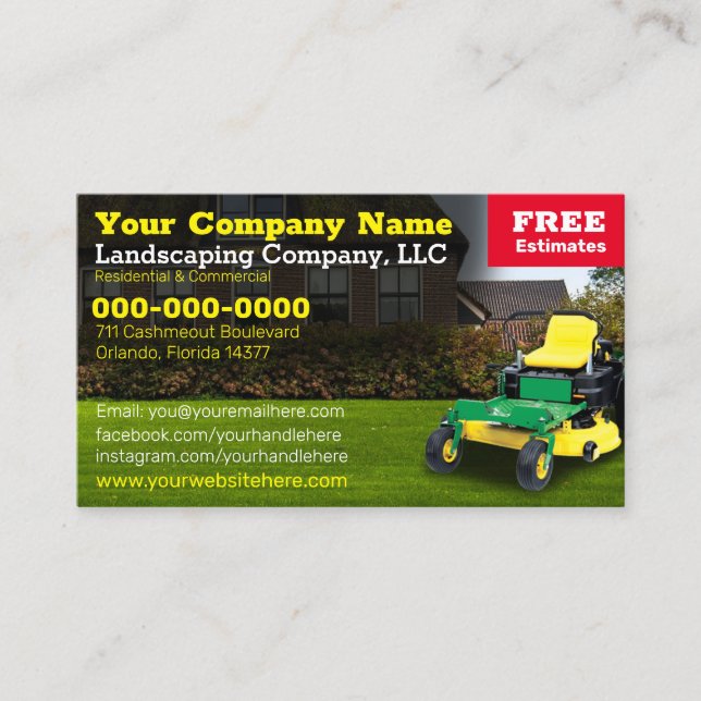 Lawncare Landscaping Grass Cutting Business Card (Front)