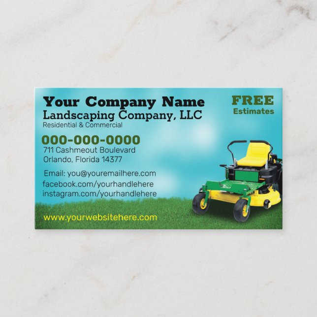 Lawncare Landscaping Grass Cutting Business Card (Front)