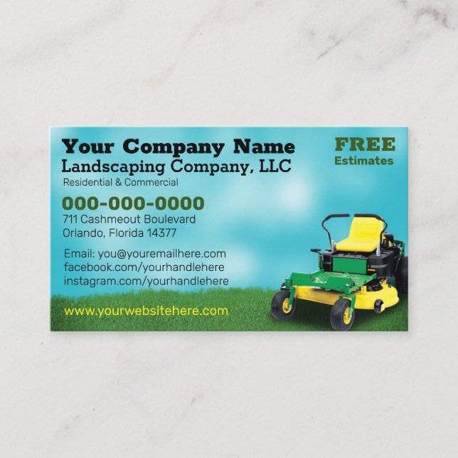 Lawncare Landscaping Grass Cutting Business Card (Front)