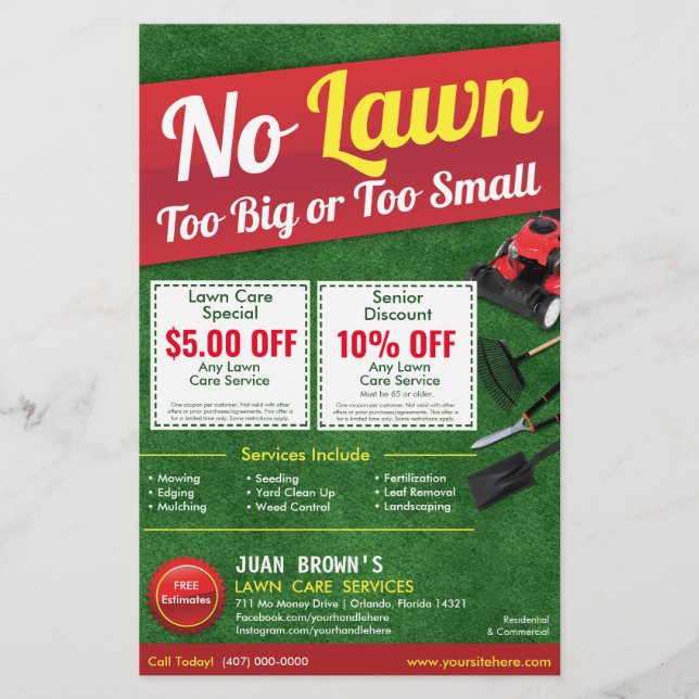 LawnCare Landscaping Grass Cutting Flyer 8.5 x 5.5 (Front)