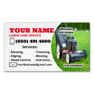 Lawncare Landscaping Grass Cutting Magnetic Business Card