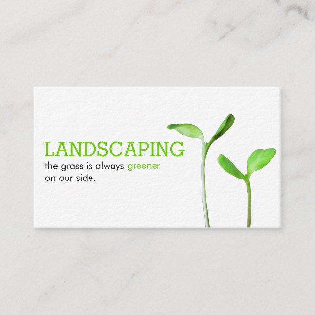 Lawncare Landscaping Lawn green sprouts Business Card (Front)