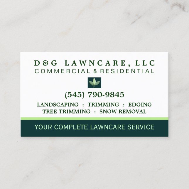 Lawncare or Landscaping Square Leaf Business Card (Front)