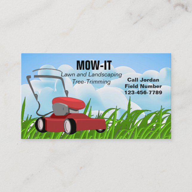 Lawnmower and Landscaping Business Cards (Front)