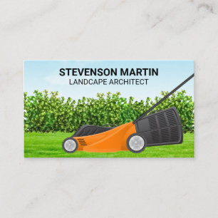Lawnmower Cutting Grass   Landscaping Business Card