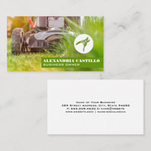 Lawnmower   Cutting Tall Grass   Gardening Shears Business Card