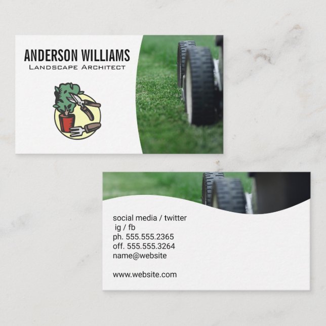 Lawnmower | Gardening Tools | Landscaping Business Card (Front/Back)