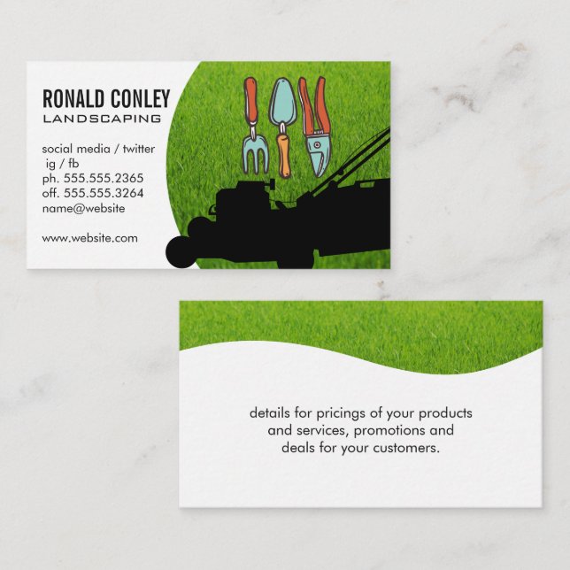 Lawnmower | Gardening Tools Logo Business Card (Front/Back)