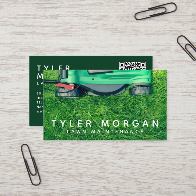 Lawnmower Grass Lawn Care Business Card (Front/Back In Situ)