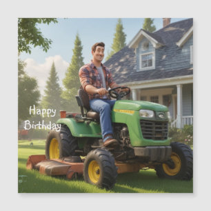 Lawnmower Man Birthday Magnetic Card