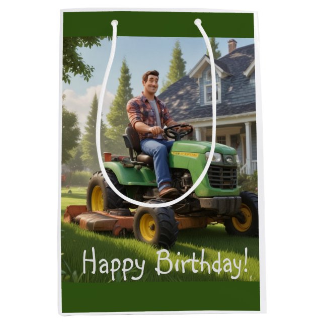 Lawnmower Man Birthday Medium Gift Bag (Front)