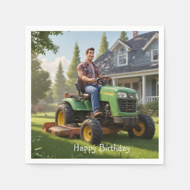 Lawnmower Man Birthday Napkin (Front)