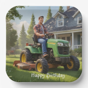 Lawnmower Man Birthday Paper Plate
