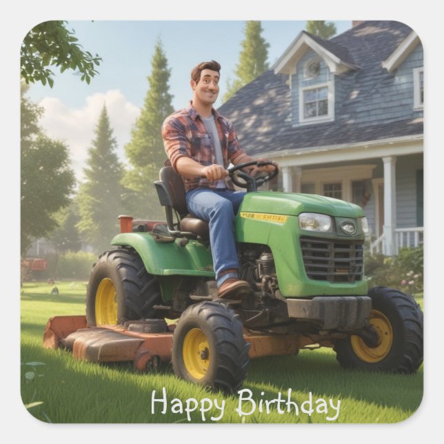 Lawnmower Man Birthday Square Sticker (Front)
