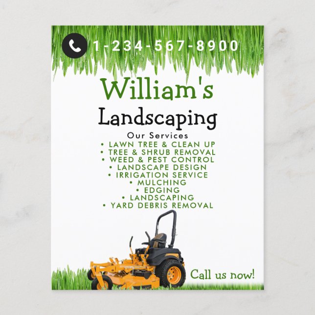 Lawnmower Mowing Cutting Services, Lawn Care Flyer (Front)