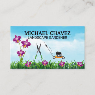 Lawnmower Sky   Gardening Tools  Business Card