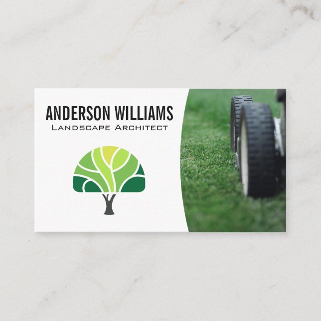 Lawnmower | Tree Logo Business Card (Front)