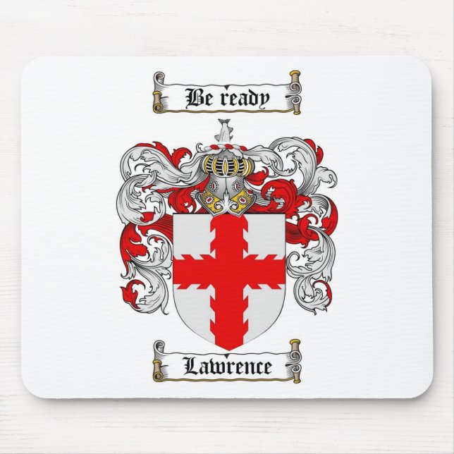 LAWRENCE FAMILY CREST -  LAWRENCE COAT OF ARMS MOUSE MAT (Front)