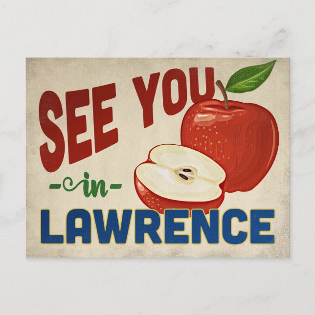 Lawrence Kansas Apple - Vintage Travel Postcard (Front)