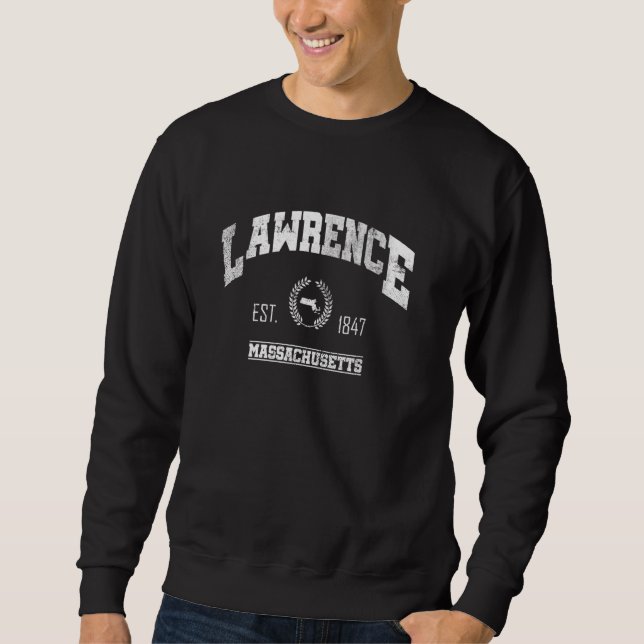 Lawrence MA Massachusetts Vintage Throwback Sweatshirt (Front)
